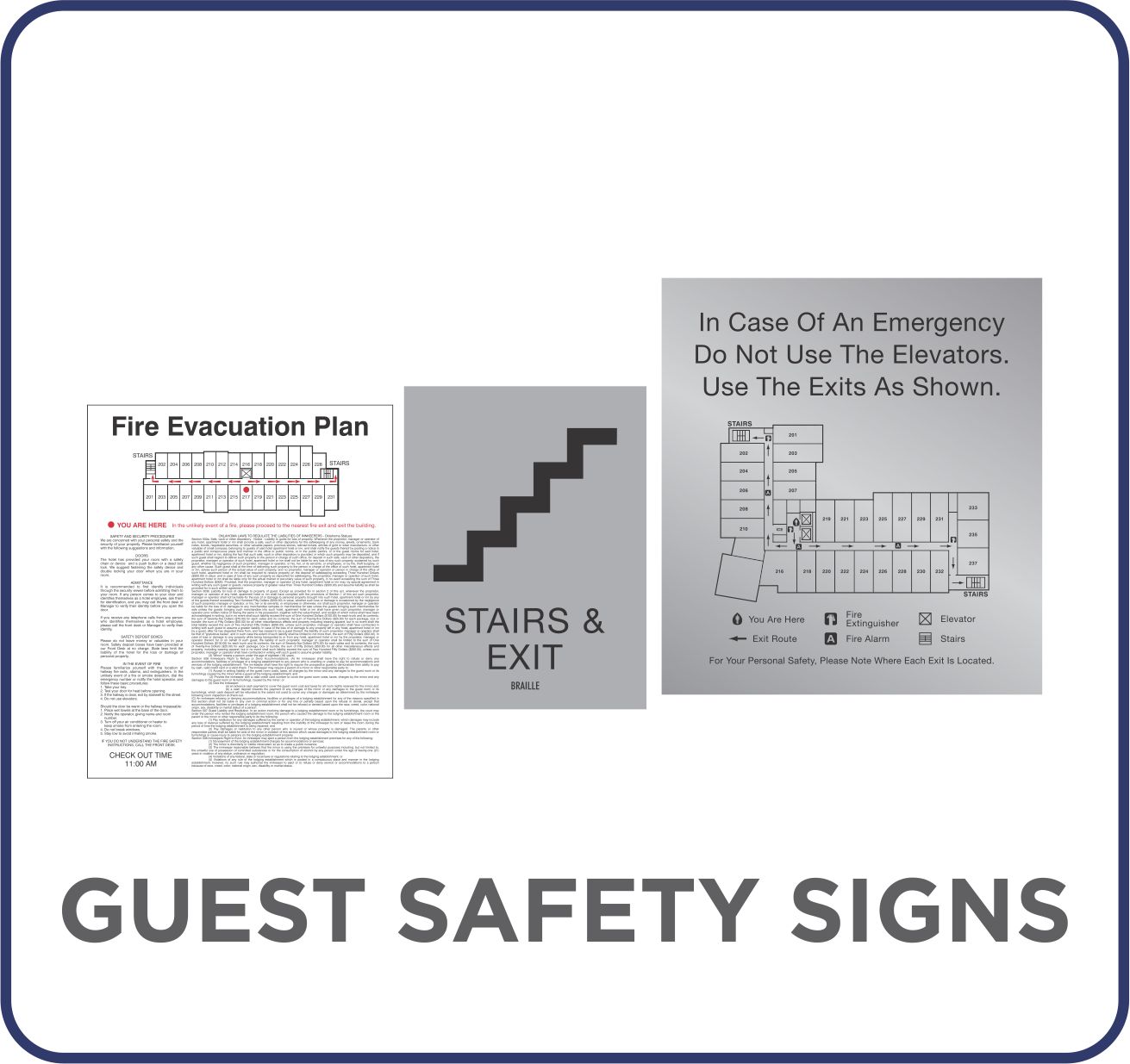 Cambria Guest Safety Signs