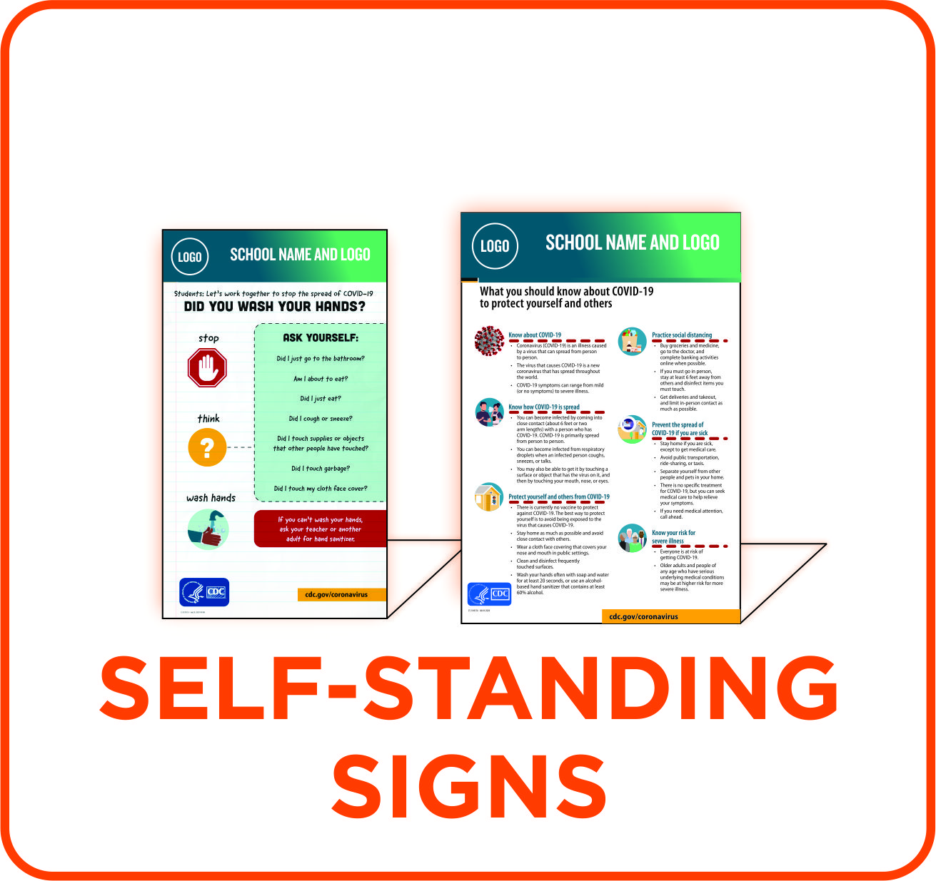Educational Safety Self Standing Signs