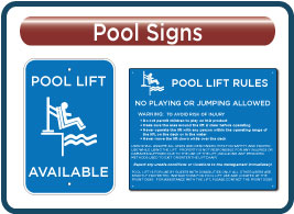 Sign Resource Center Pool Signs