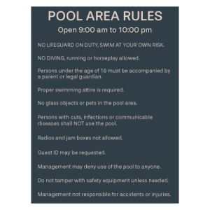 Pool Rules Addendum Pool Rules